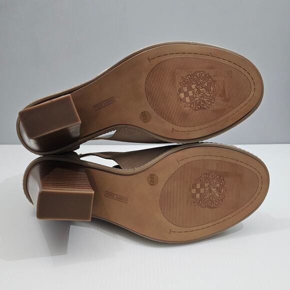 Vince Camuto Fareena Ankle Bootie Womens 11 Tan Leather Peep Toe Block Heel NEW - Picture 13 of 15